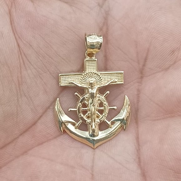 10kt real gold anchor pendant
